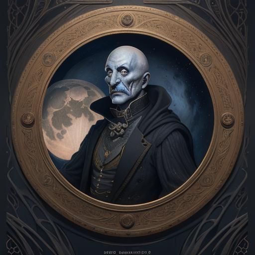 Anthropomorphic Moonface in Cinematic Fantasy Style