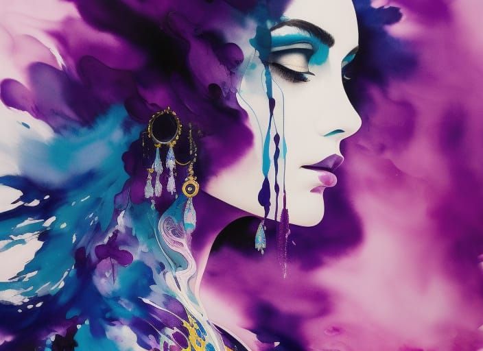 Violent Starling Portrait in Ink and Gouache