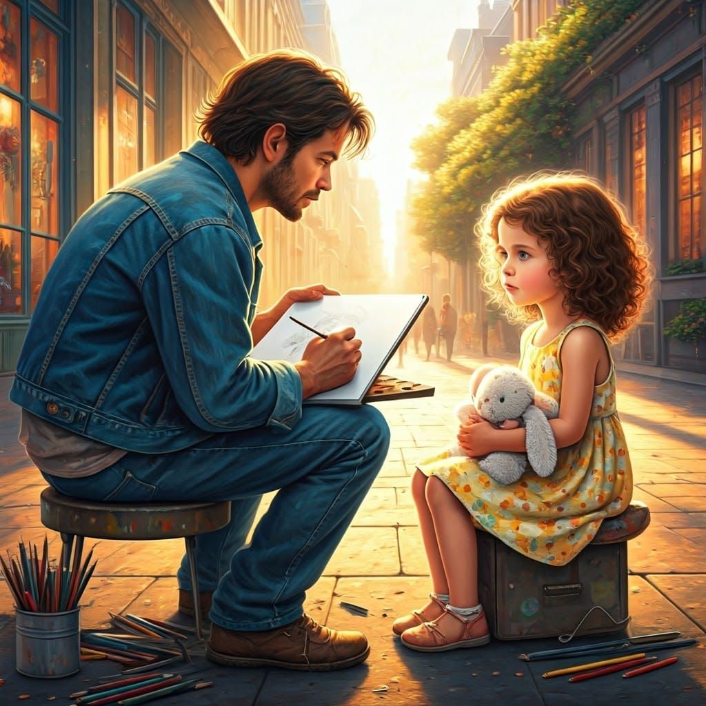 Street Artist Portrait in Hyperrealistic Whimsical Style