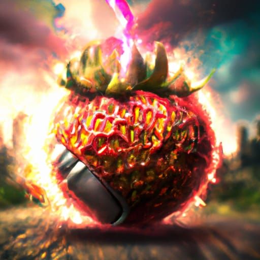 Exploding Strawberry Grenade: A Digital Matte Painting