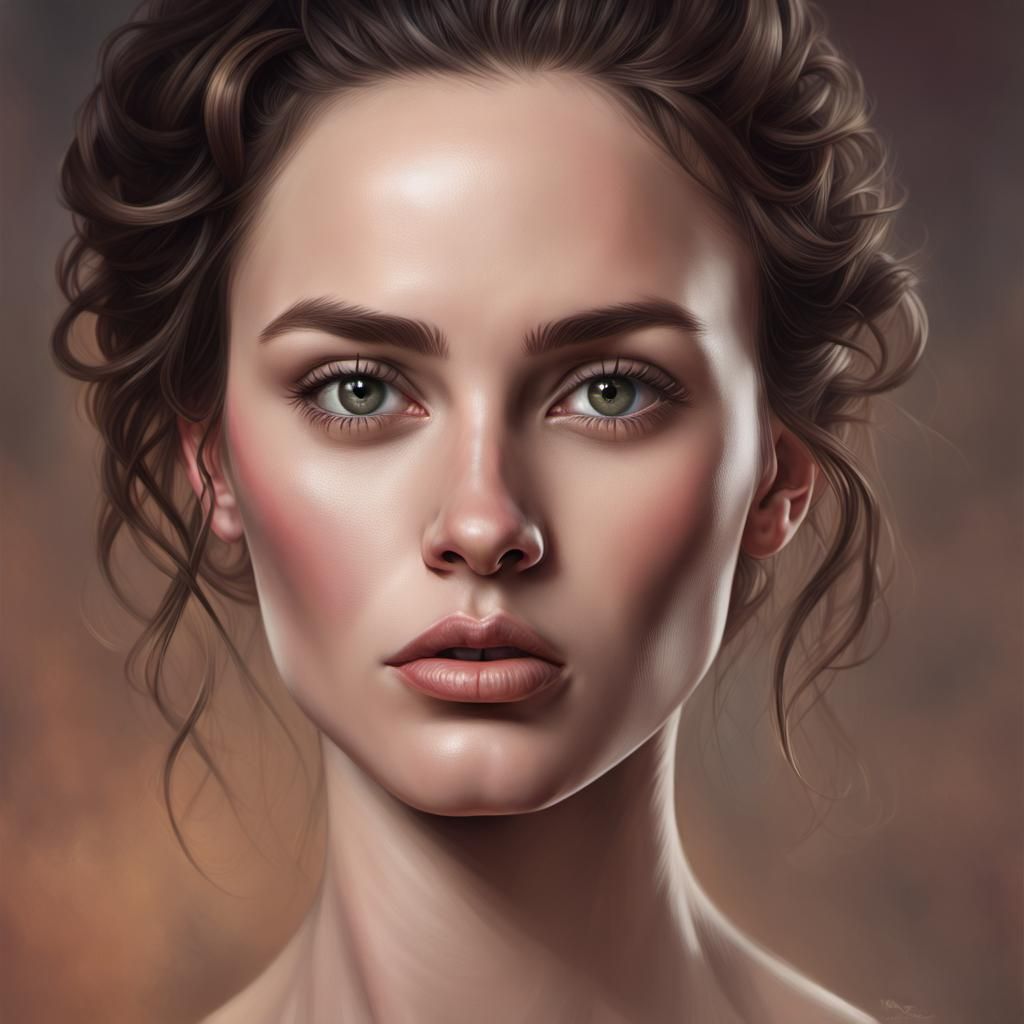 Hyperrealistic Portrait of a Woman with Square Face