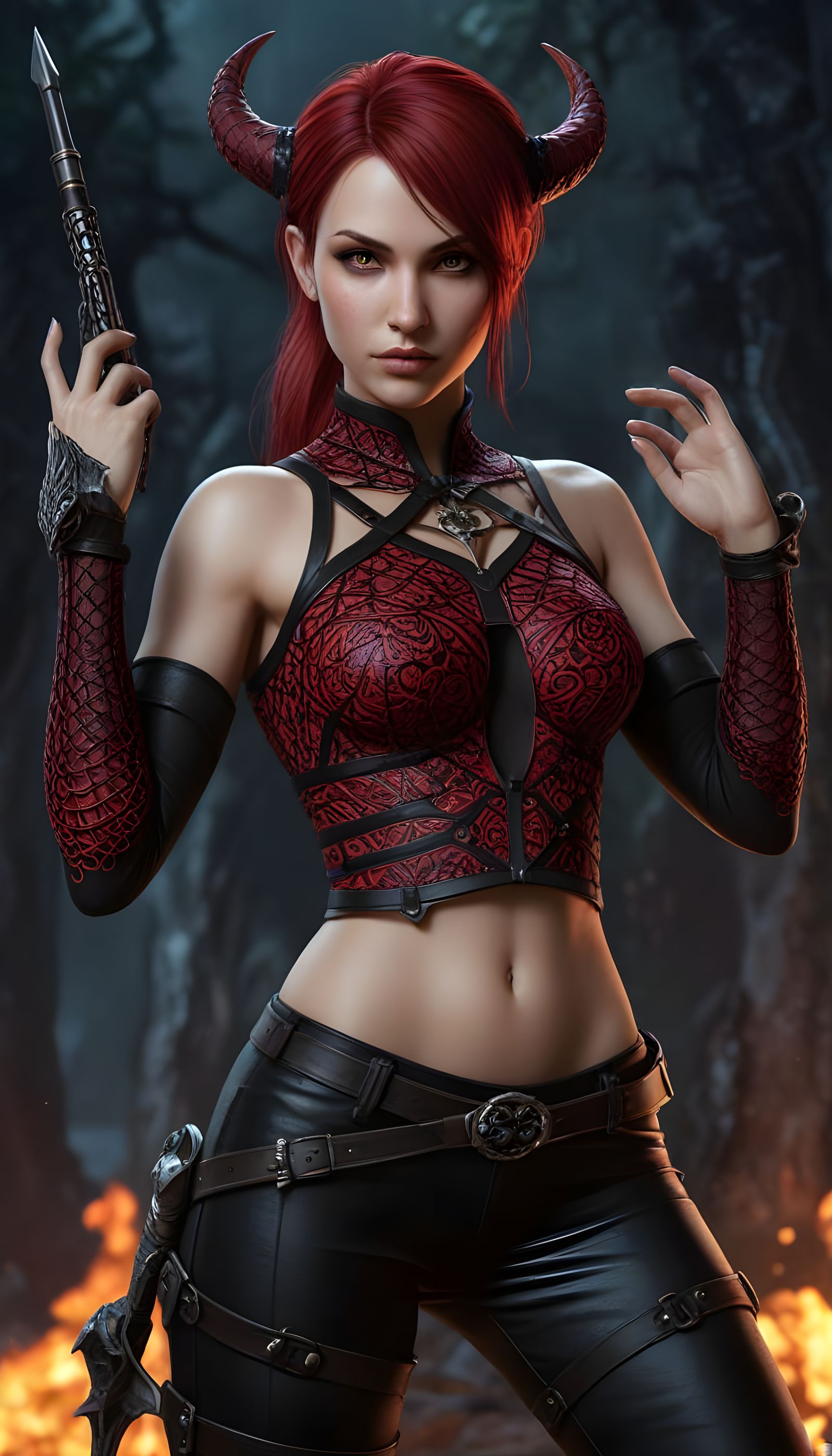 Morrigan: The Dragon Age Warrior in Combat Pose