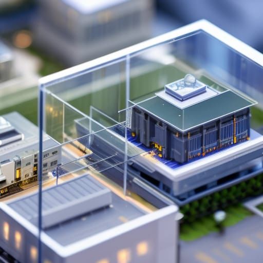 Electrical Circuit City in Glass Box, Tilt-Shift Photo