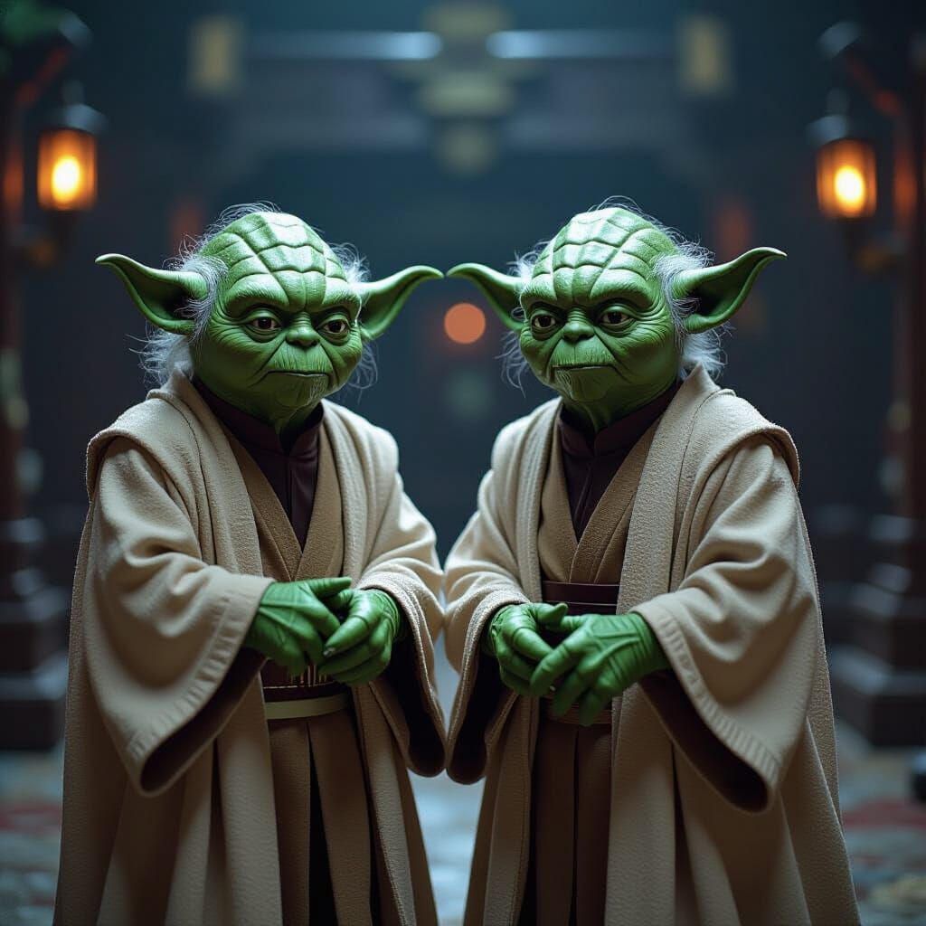 Yoda Twins in Dramatic Cinematic Lighting