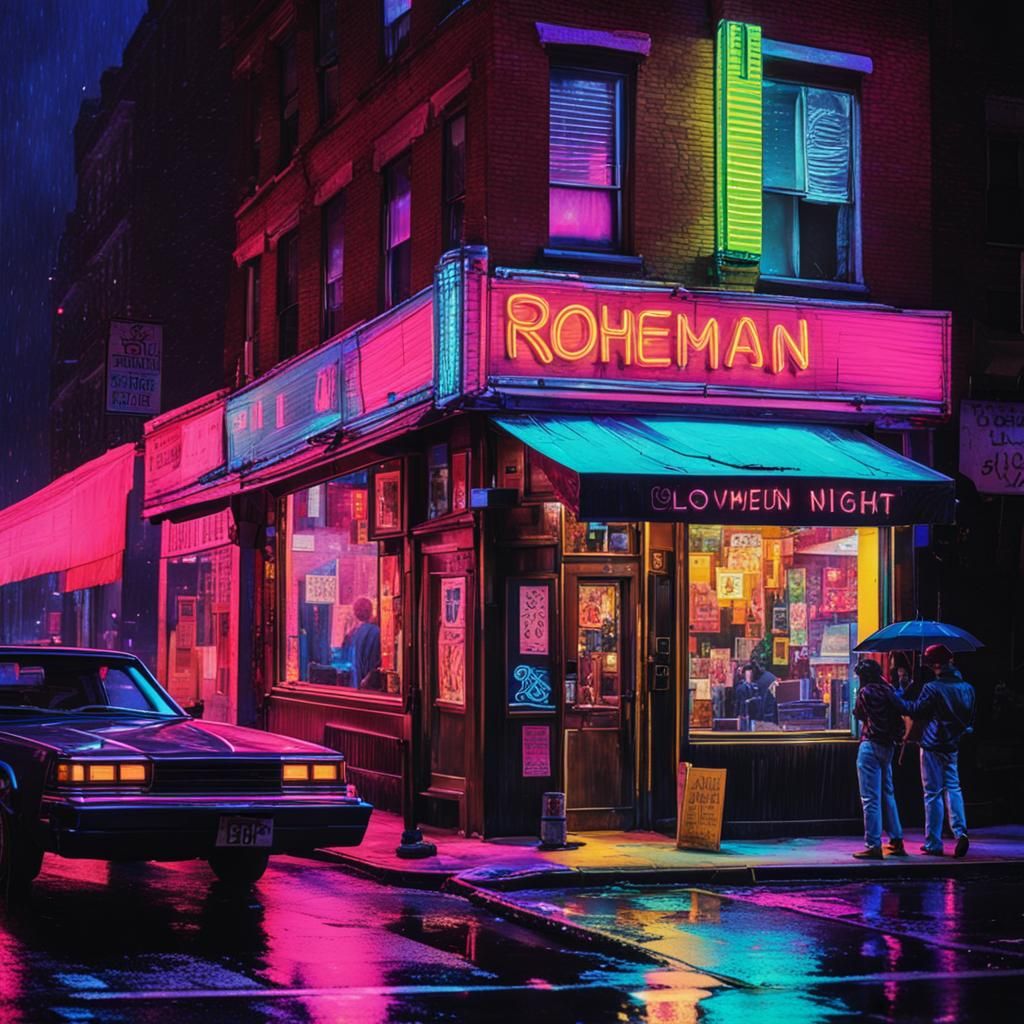 1990s Greenwich Village Night in Synthwave Style