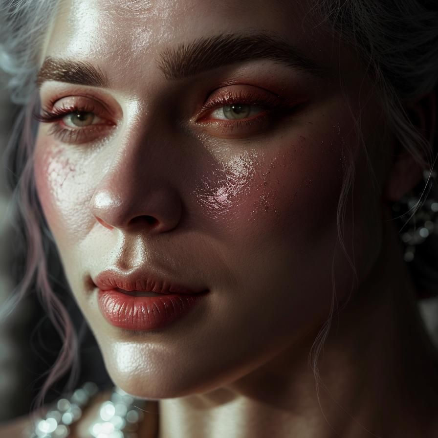 Attractive Girl with Perfect Skin and Glitter Frost