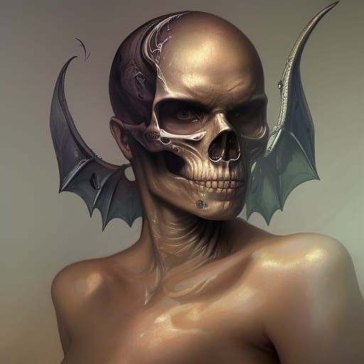 Dragon Winged Skull on Fire in 8k Resolution