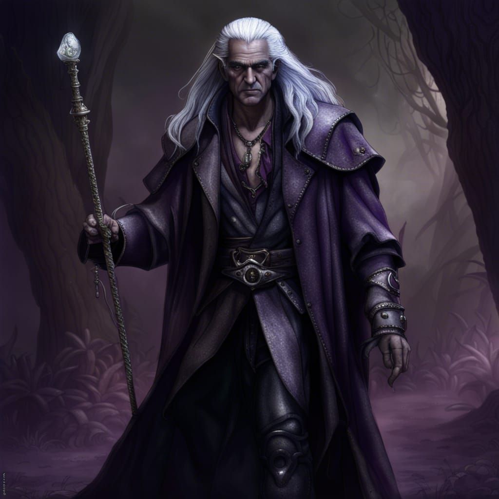 Dark Elf with Staff: Fantasy Concept Art