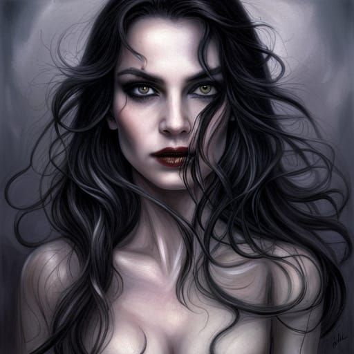 Gothic Girl Portrait in Style of Dark Fantasy Art