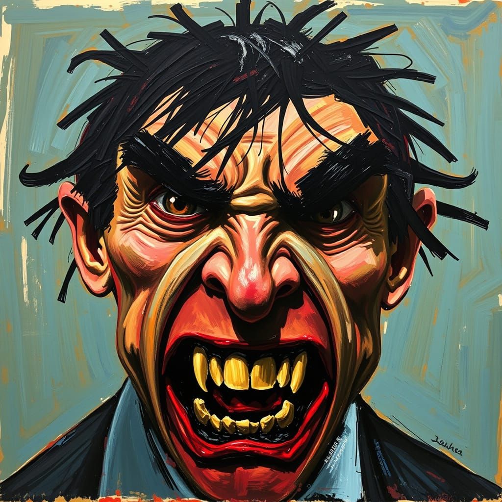 Furious Figure in Intense Emotional Turmoil