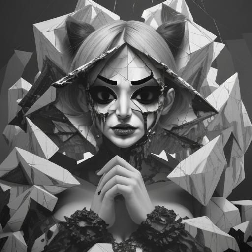 Fragmented Face in Digital Anaglyph Collage