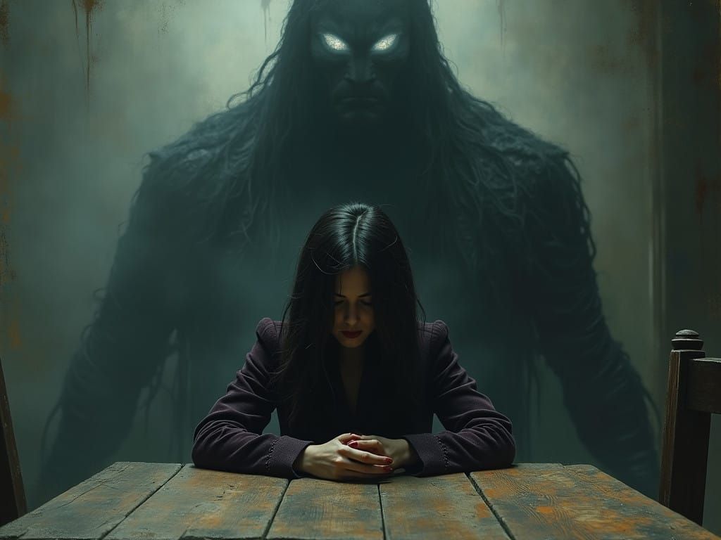 Mysterious Woman Enshrouded in Dark Atmosphere