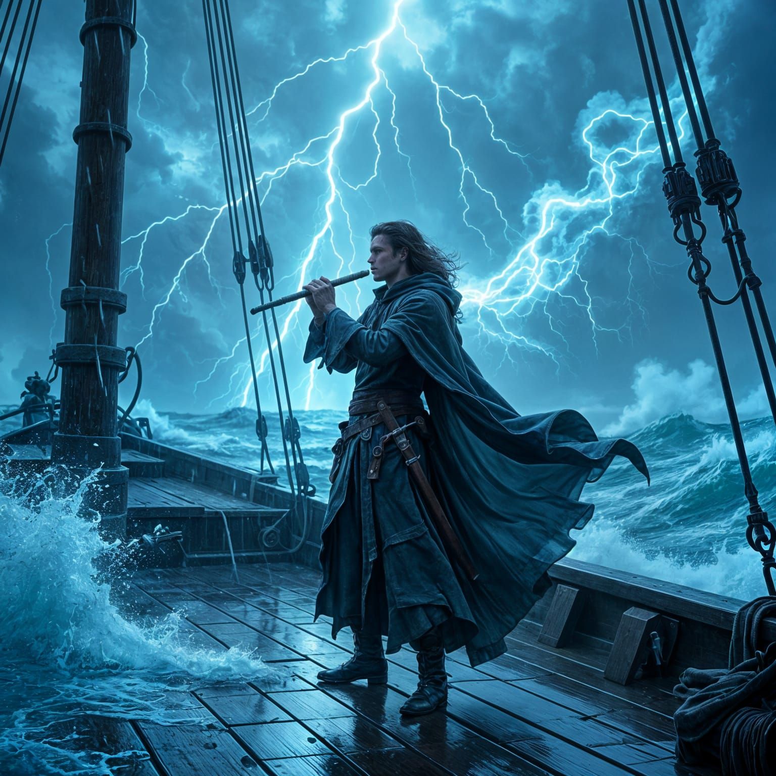 Finn Braving a Storm at Sea with Magical Music