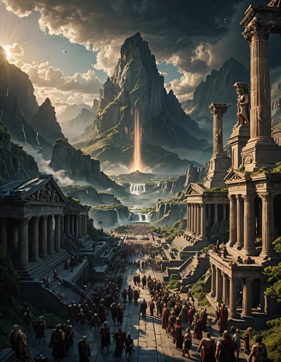 Epic Meeting of Olympian Gods: Digital Matte Painting