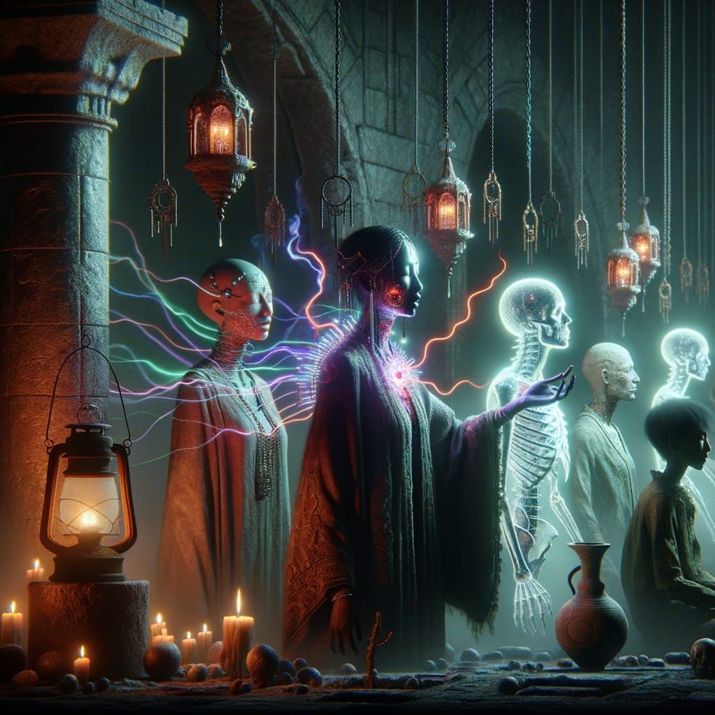 Surreal Women Enslaved by Ethereal Chains in Dark Fantasy Br...