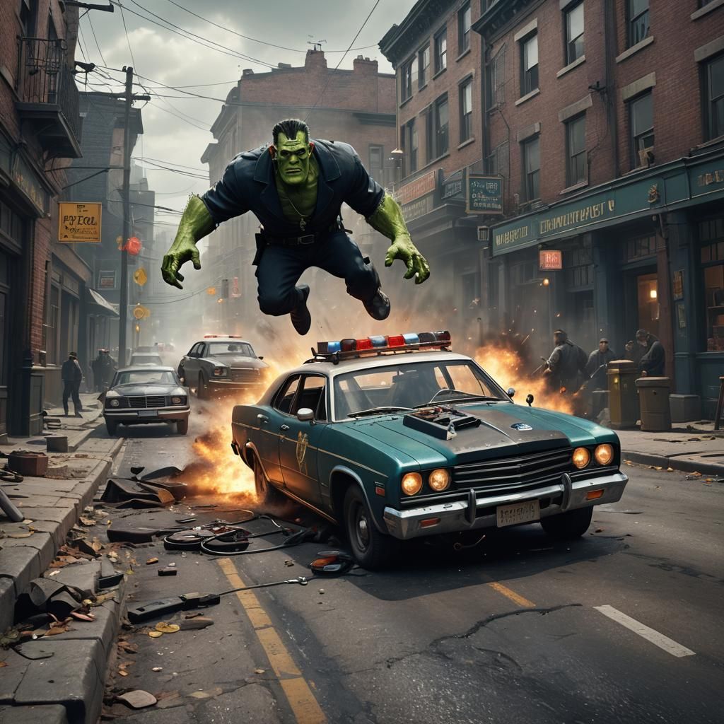 Frankenstein's Risky Car Battery Charge