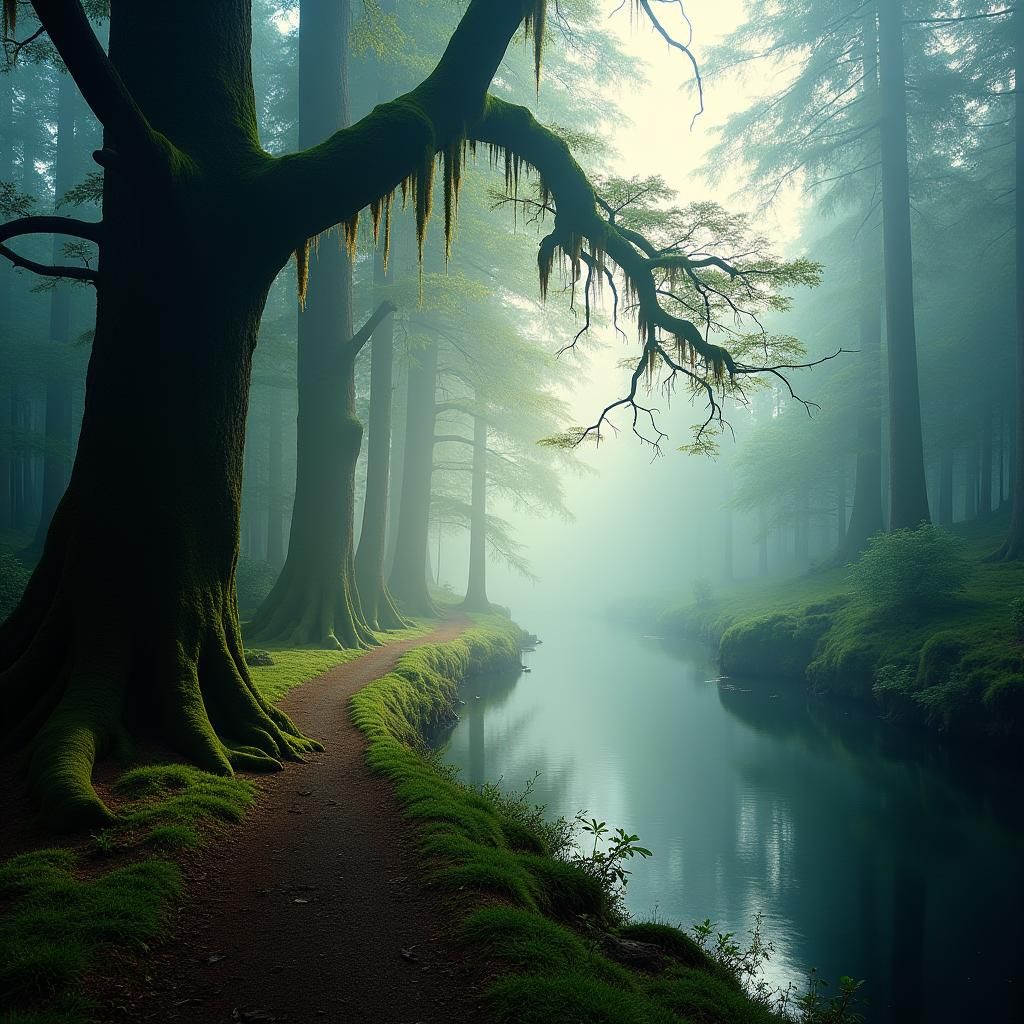 Ethereal Old Growth Forest in Cinematic Lighting
