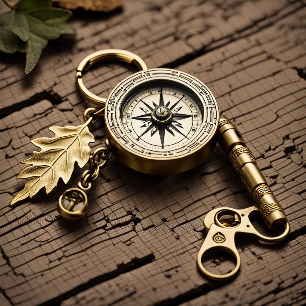 Adventure Keychain with Survival Tools: Compass, Whistle, Fl...