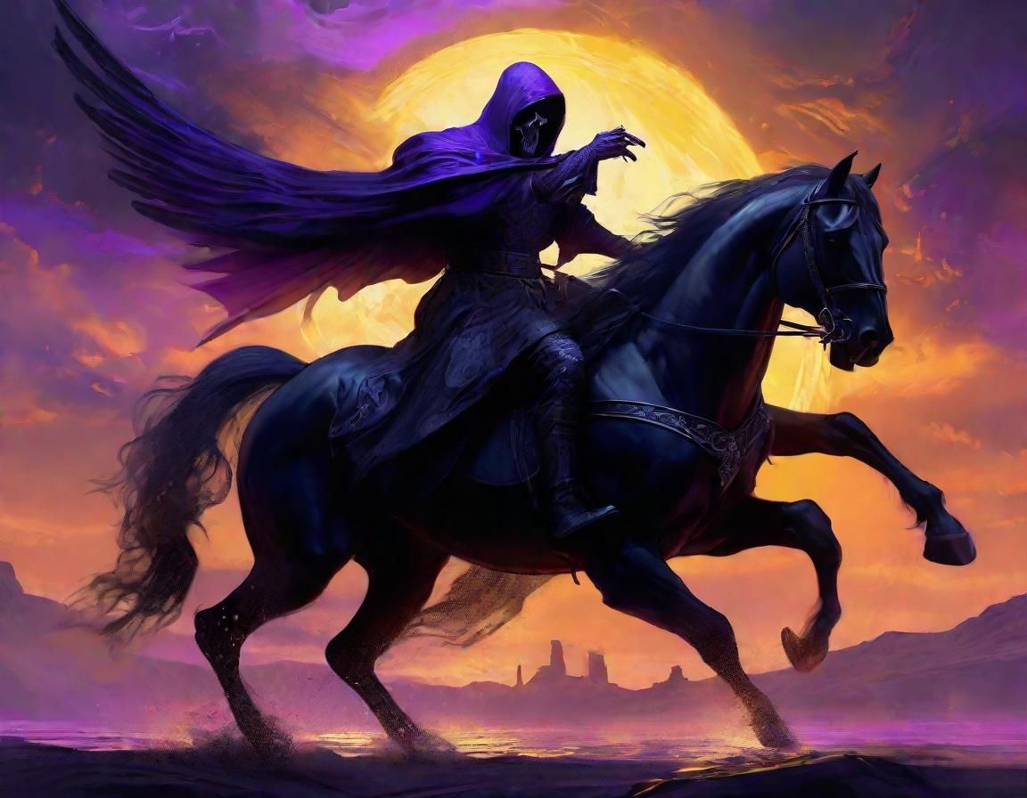 Grim Reaper and Angel Kiss: Dark Fantasy Art