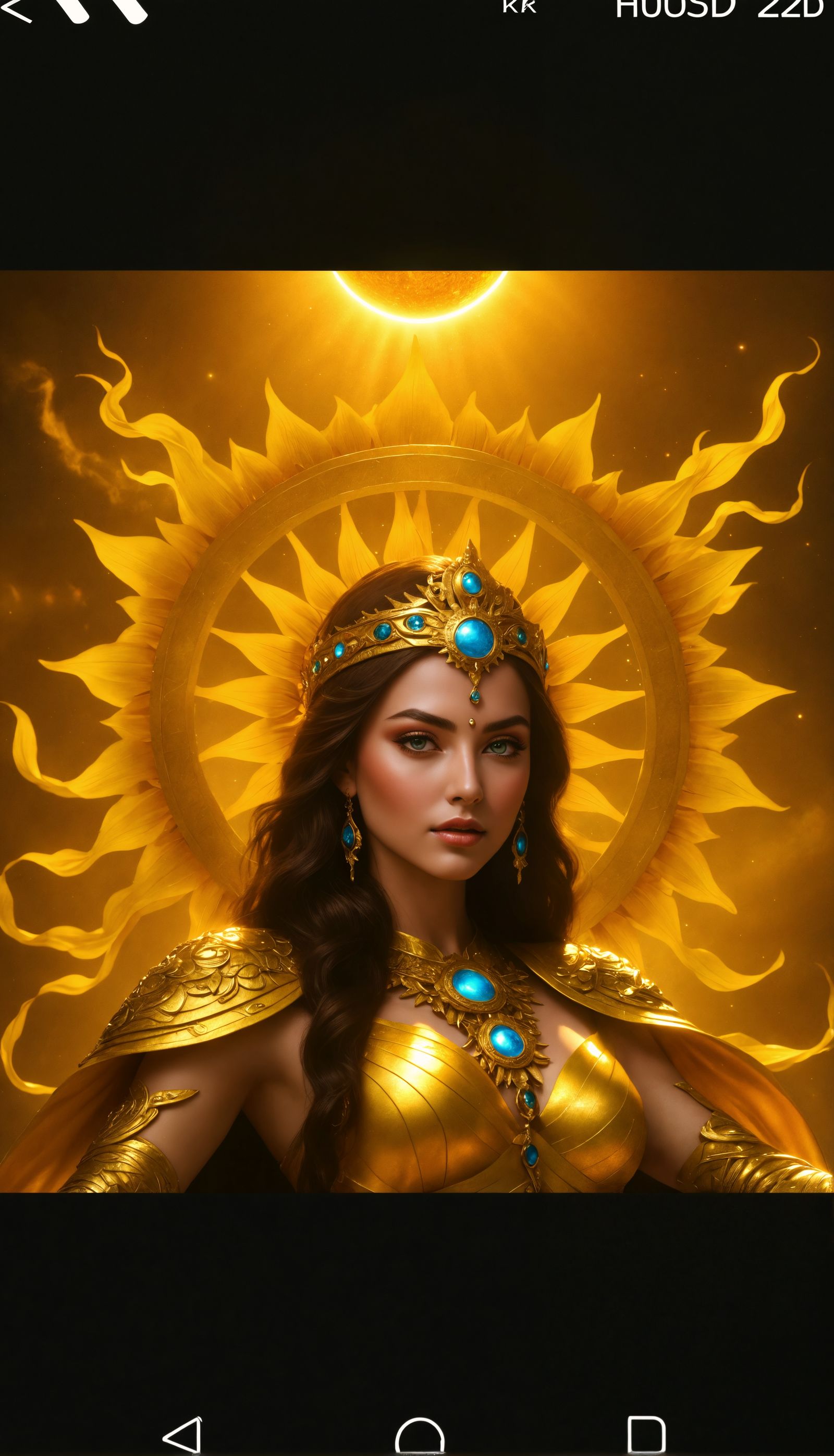Enchanting Sun Goddess in Photorealistic Splendor