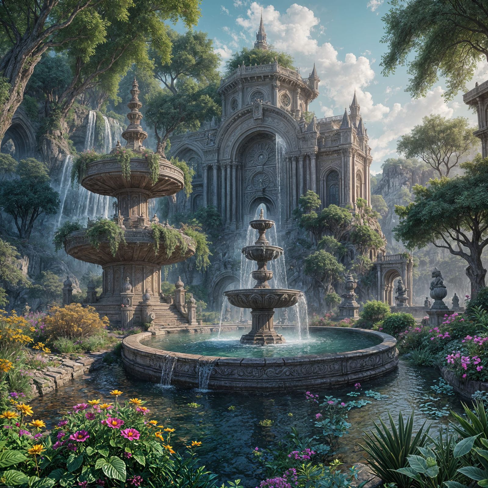 Ethereal Fountains in Vibrant Color