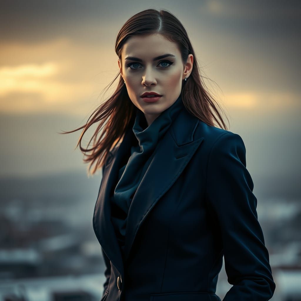 Finnish Woman in Tailored Suit: Hyperrealistic Photography