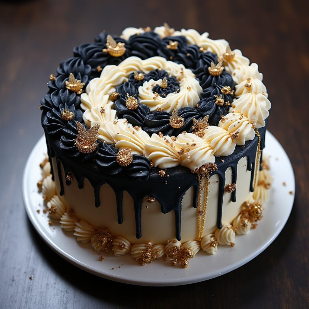 Psychedelic Cake with Swirling Yin Yang Design