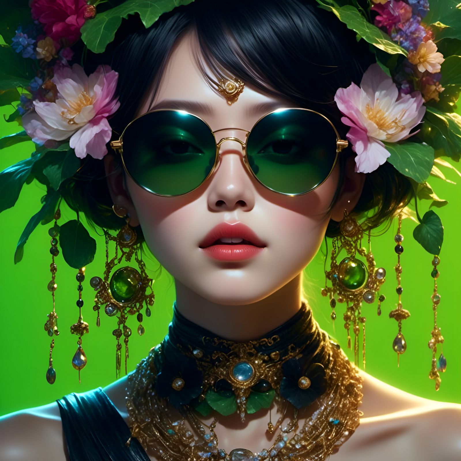 Happy Cucumber Portrait in Animation Style