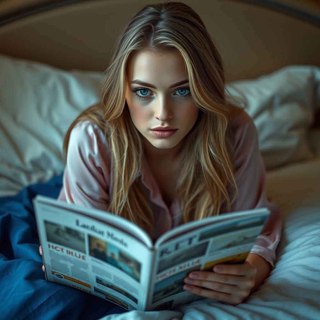 Busty Blonde Woman in Photorealistic Portrait