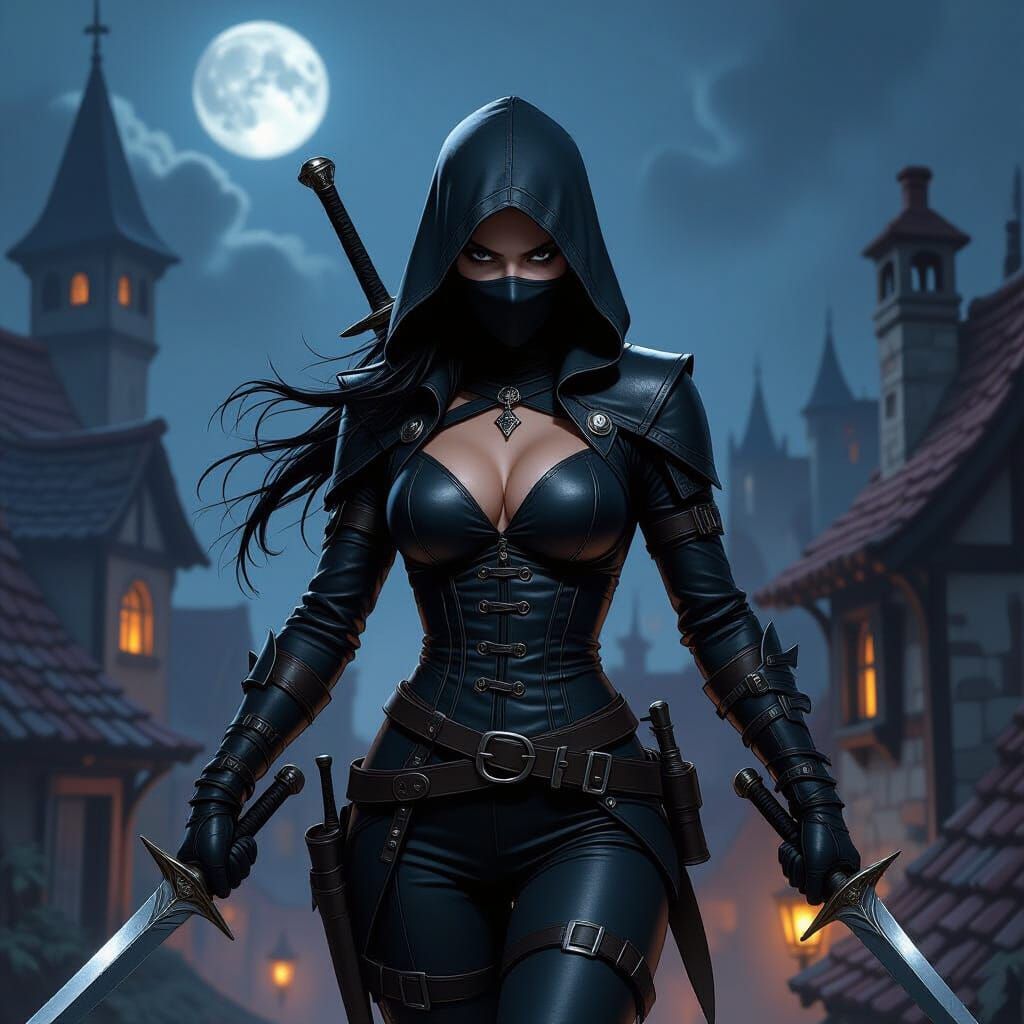 Noctelle: Dark Fantasy Assassin on Medieval Rooftops