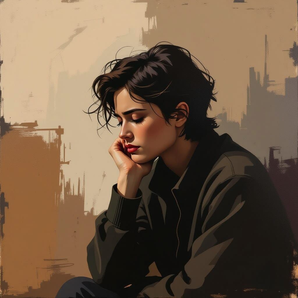 A Pensive Figure Lost in Earthy Tones