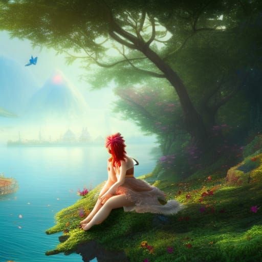 Fantasy Fairy Waiting by the Sea