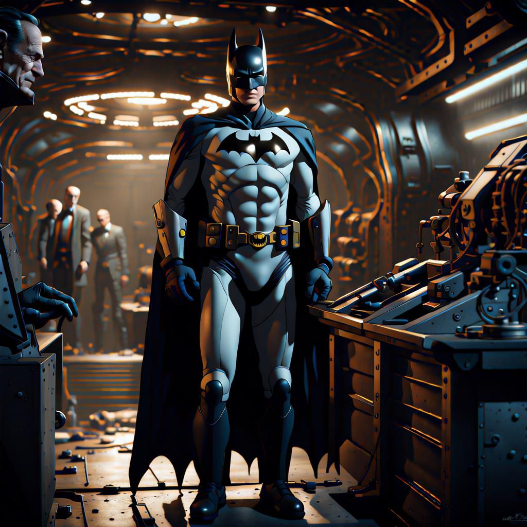 Robotic Alfred in Batcave: Detailed Matte Painting