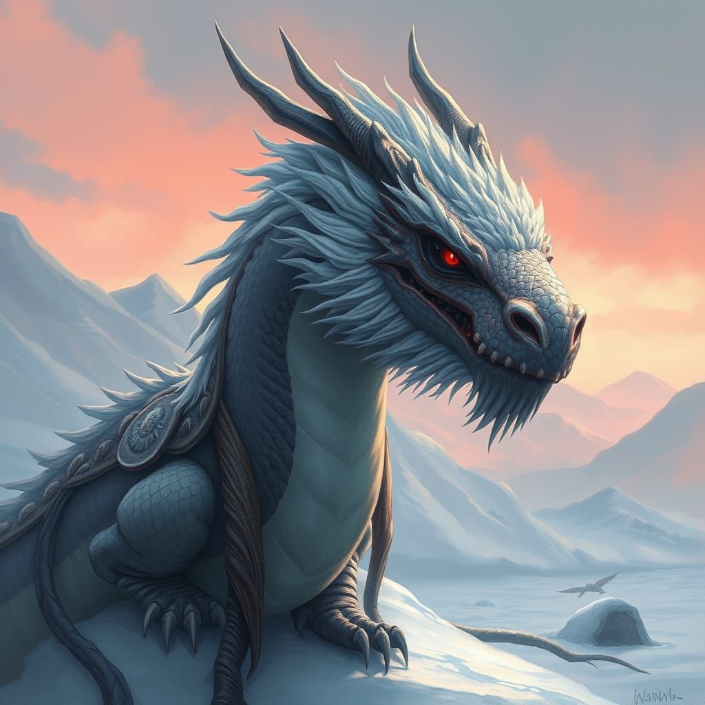 Icy Eastern Dragon Albertine in Detailed Matte Painting