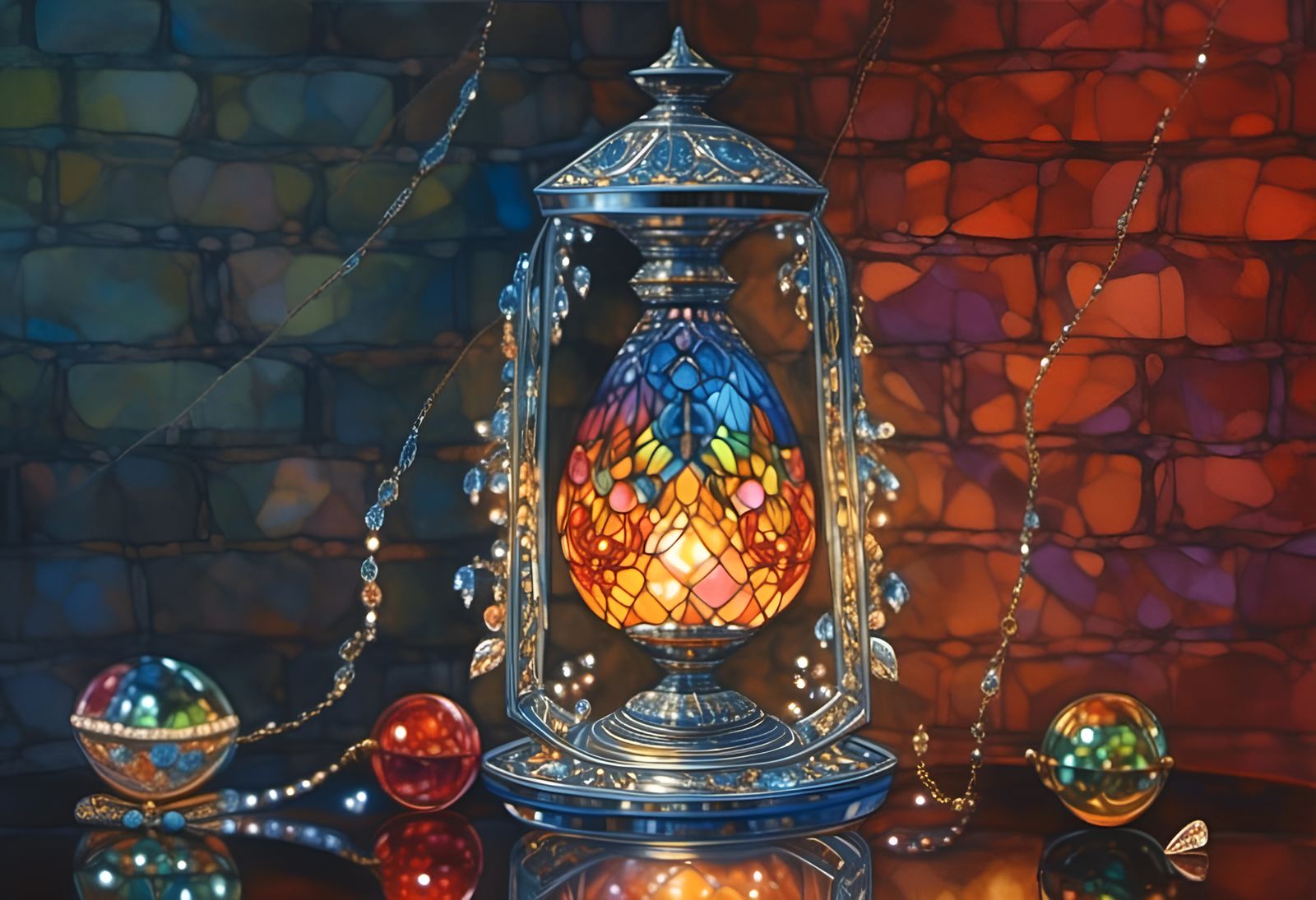 Intricate Lamp Watercolor Concept Art