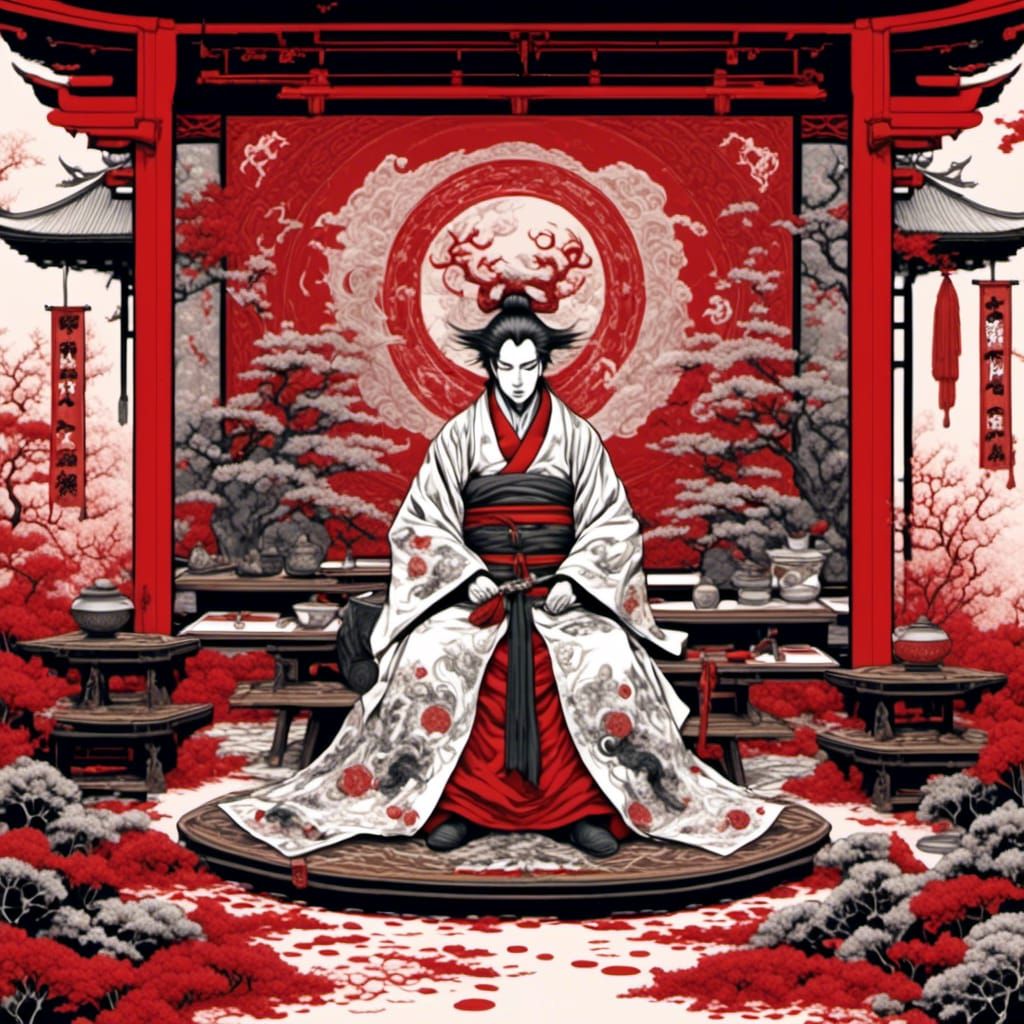 Feudal Japanese Lord Contemplating Bushido Ideals