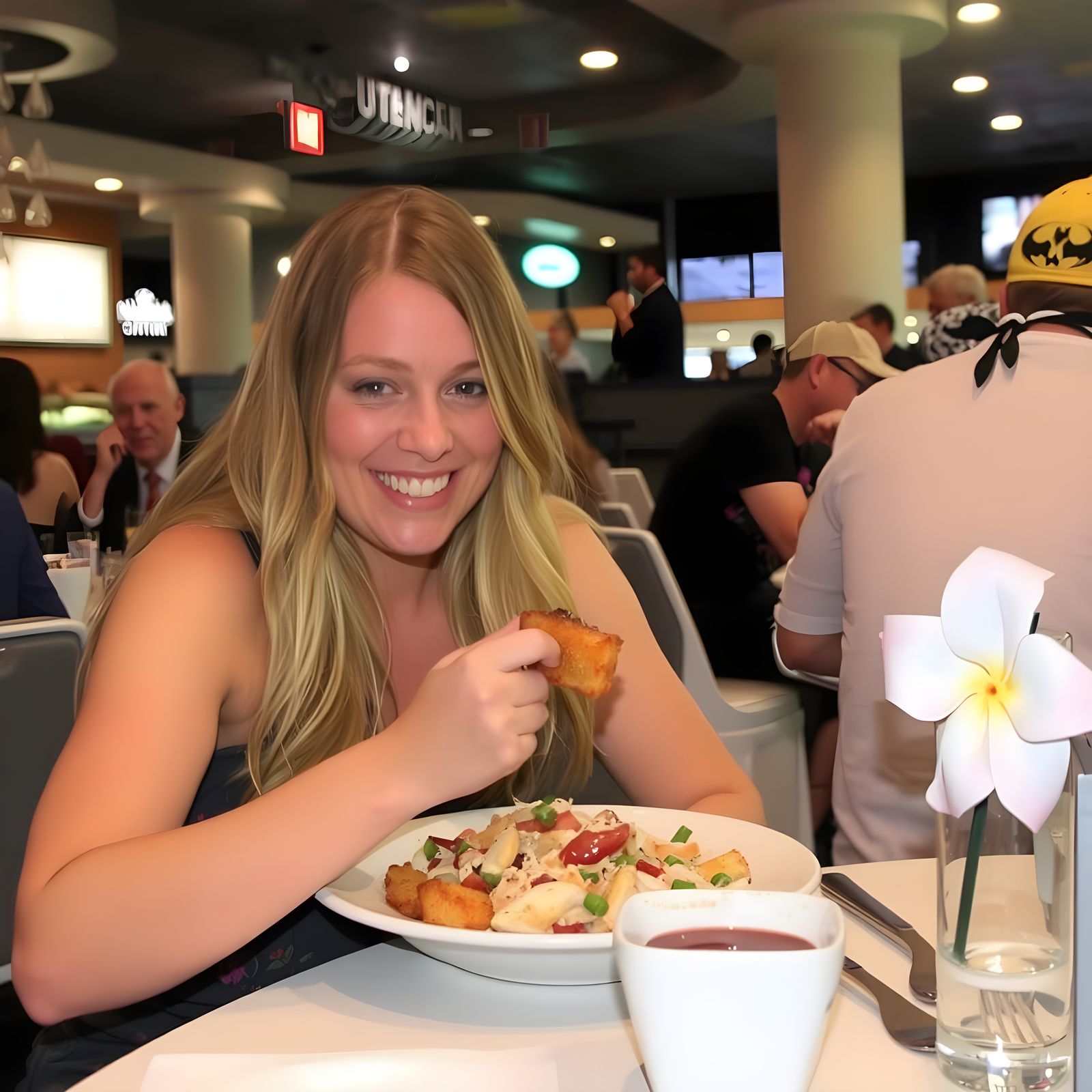 Becky at a Seafood Buffet