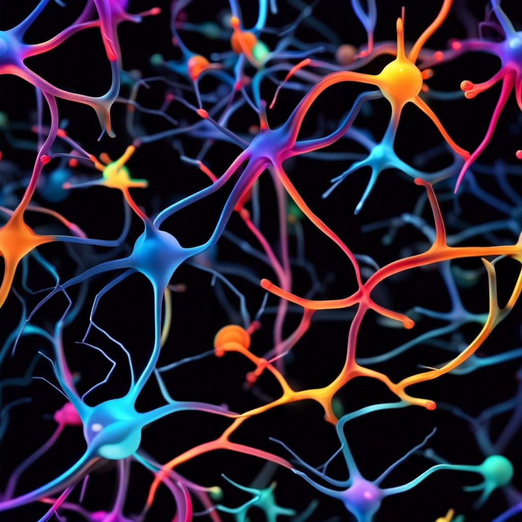 Bioluminescent Neuron 3D Visualization with Neon Glow