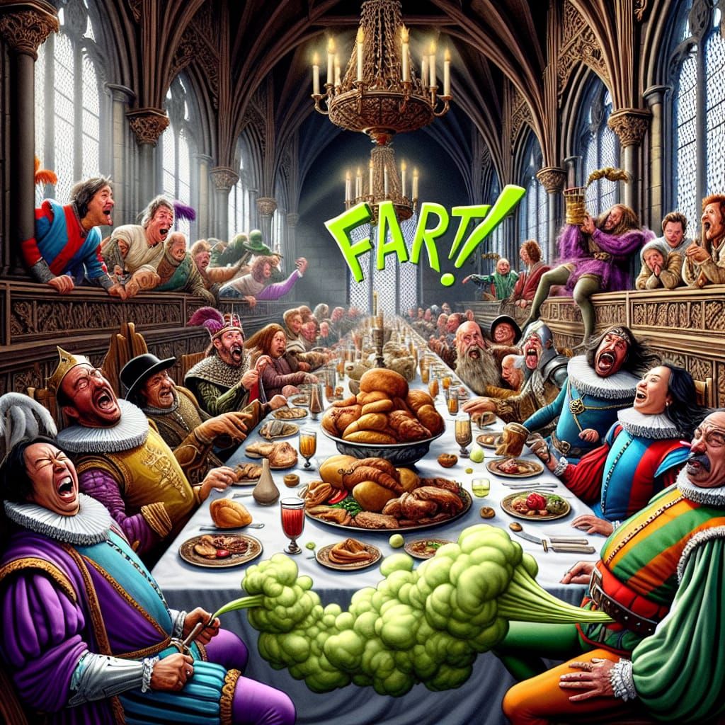 Medieval Banquet Hall Eruption of Laughter