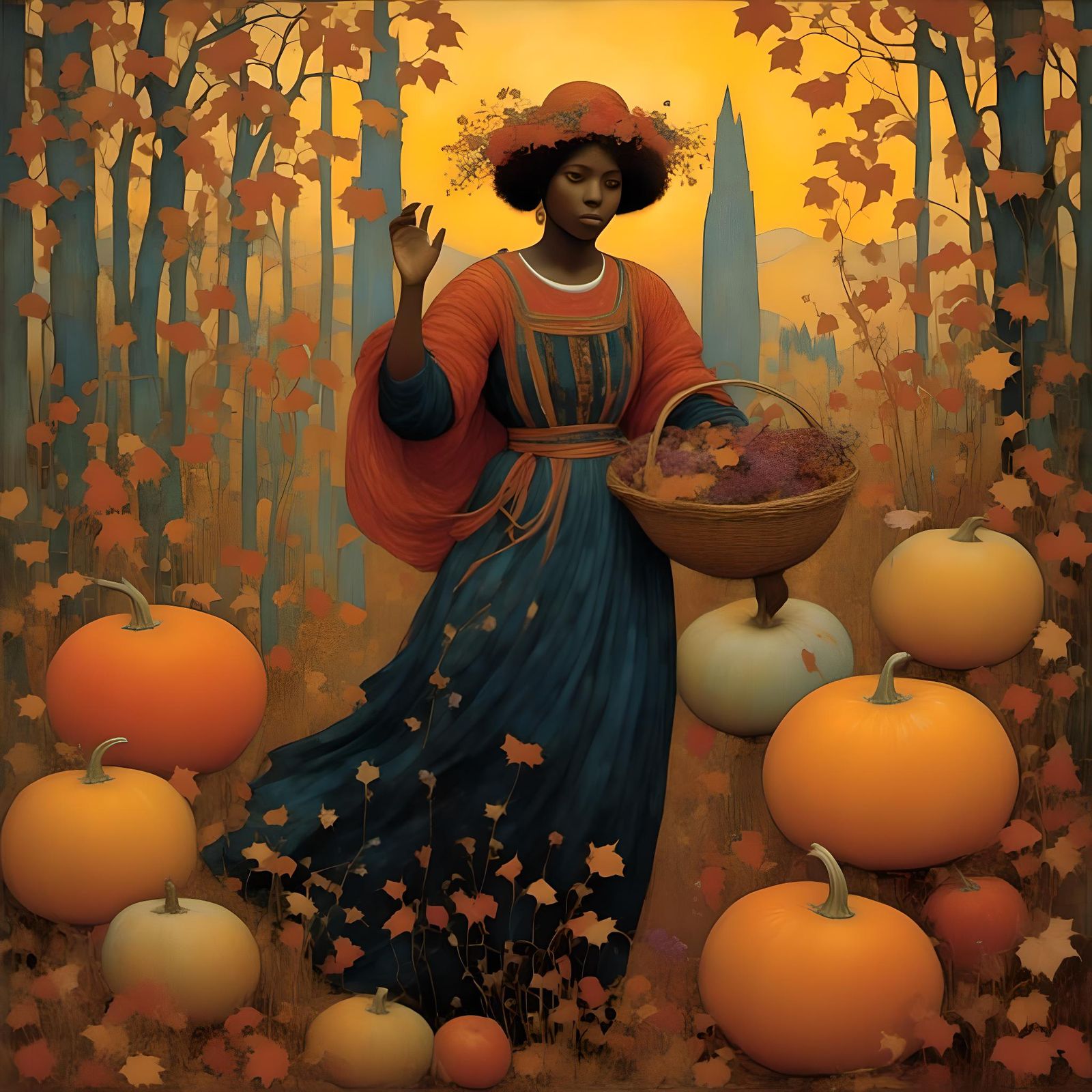 Black Woman as Medieval Heather Harvest Queen