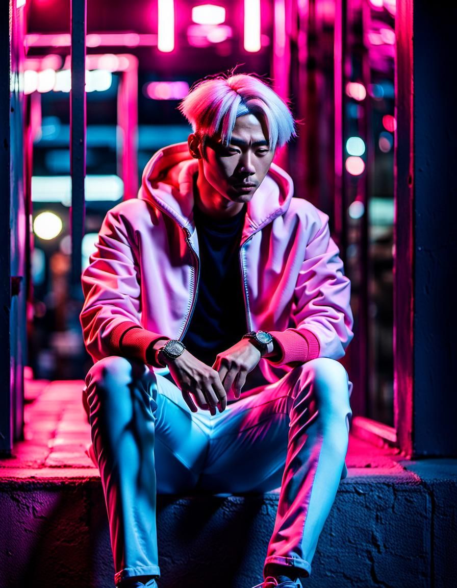 Candid Cyberpunk Photo of Androgynous Person