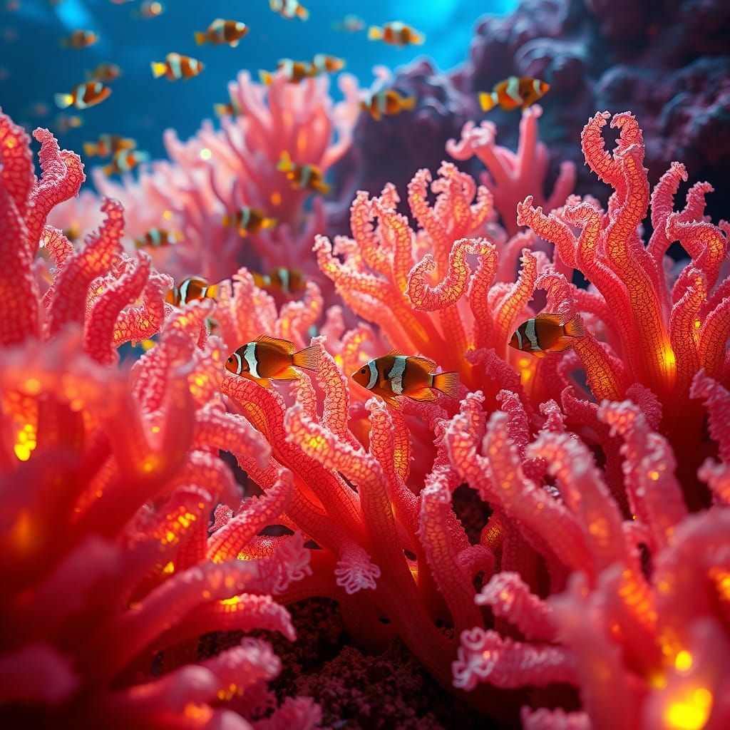 Glowing Coral Reef with Clownfish in Cinematic Style
