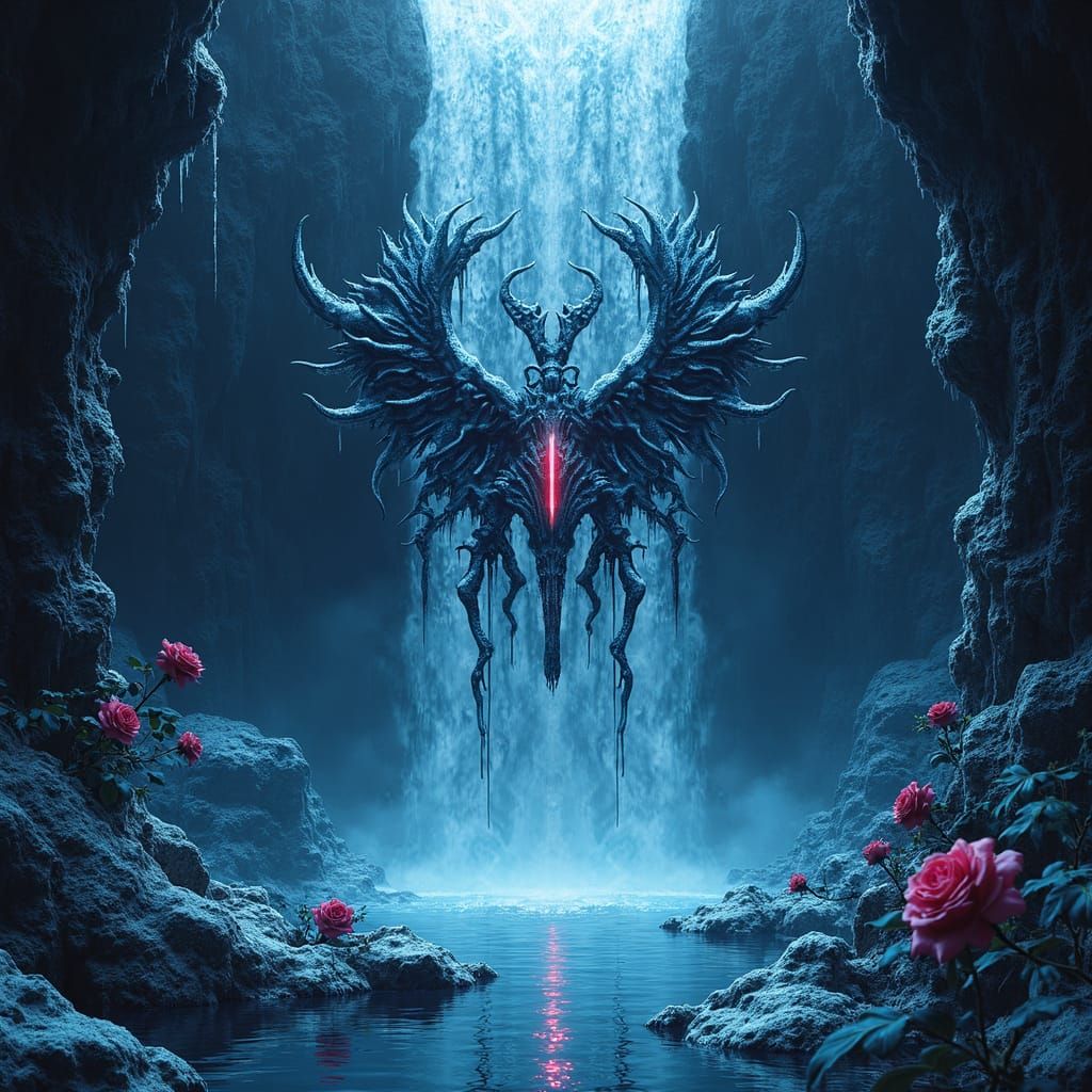 Dark Metal Logo in Biomechanical Cyberpunk Style