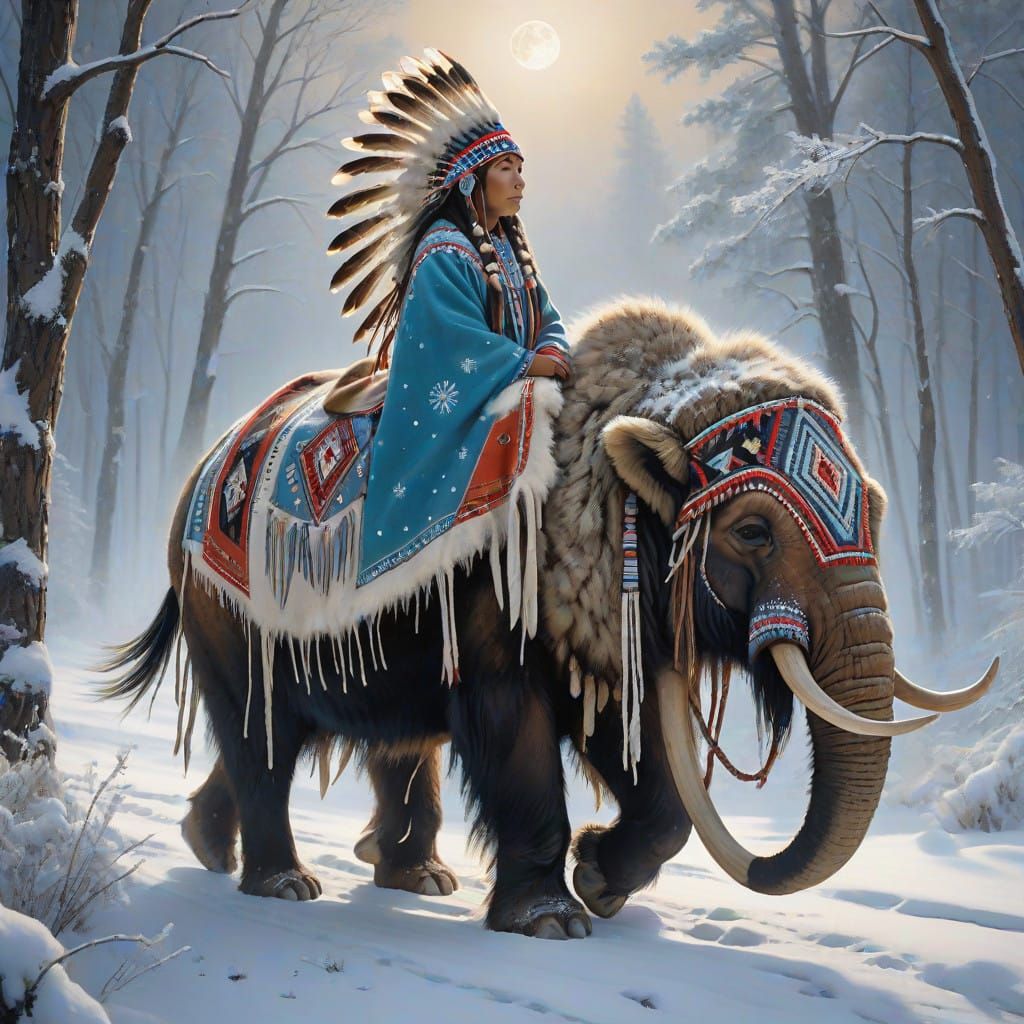 Majestic Mammoth Ride in Native American Splendor