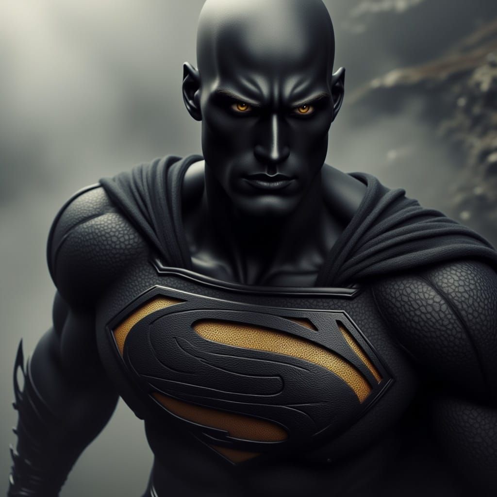 Charcoal Skinned Shadow Superman in Golden Eyes