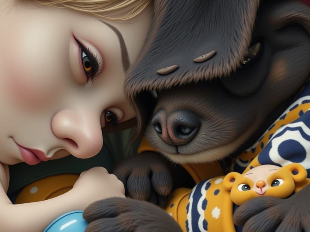 Adorable Dogs in Sunny Park, Storybook Style