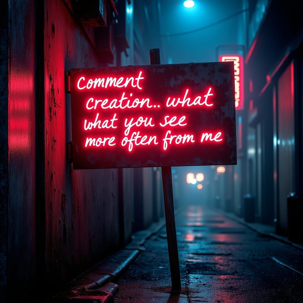 Neon Protest Sign in Gritty Urban Setting