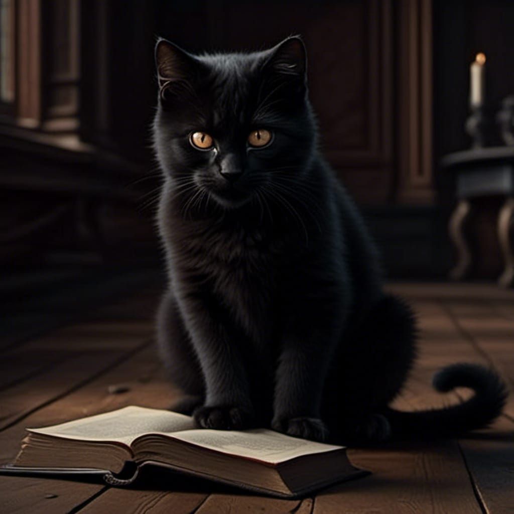 Angry Black Cat Hissing in Hyperrealistic Style