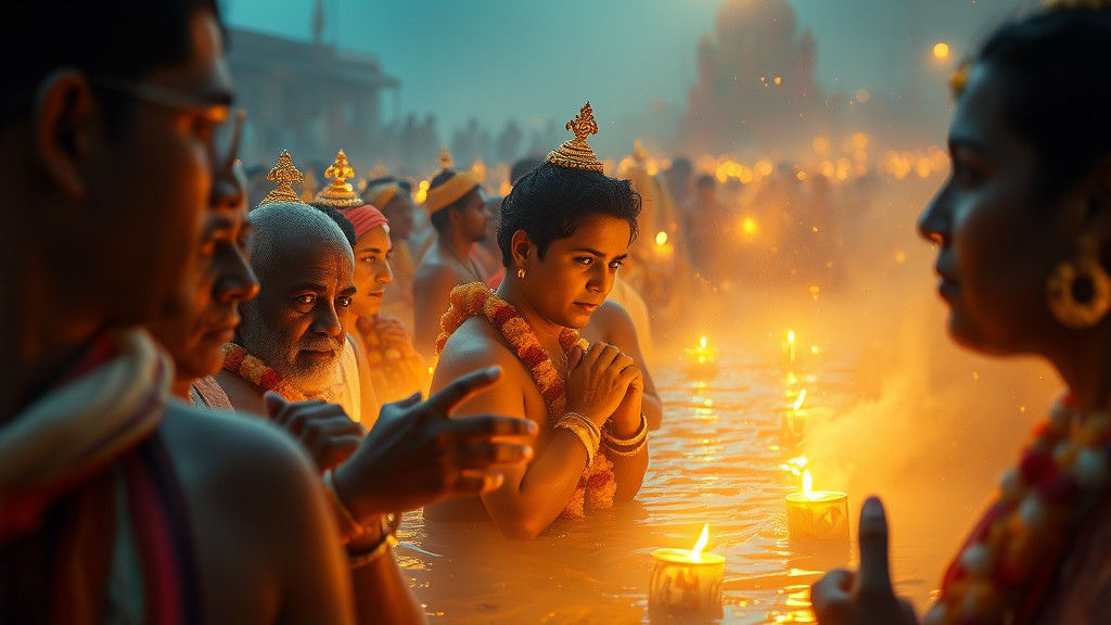 Golden Halos Radiate at Sacred Sangam Ritual