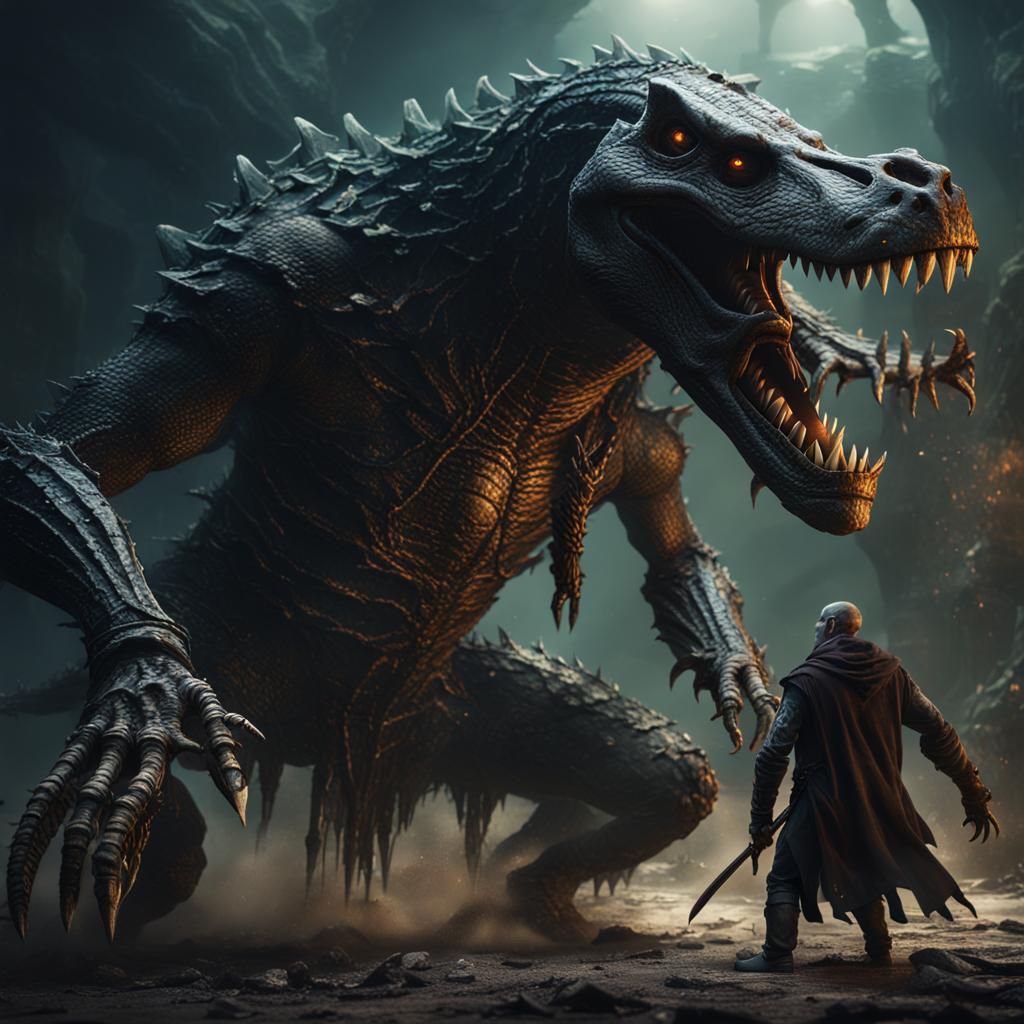 Faceless Creature vs Dark Skeleton: Fantasy Concept Art